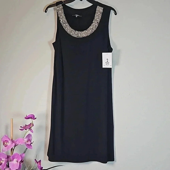 NWT R&M Richard's Mother of the Bride Dress and Jacket Black 2 Piece Set 14P - Picture 8 of 10